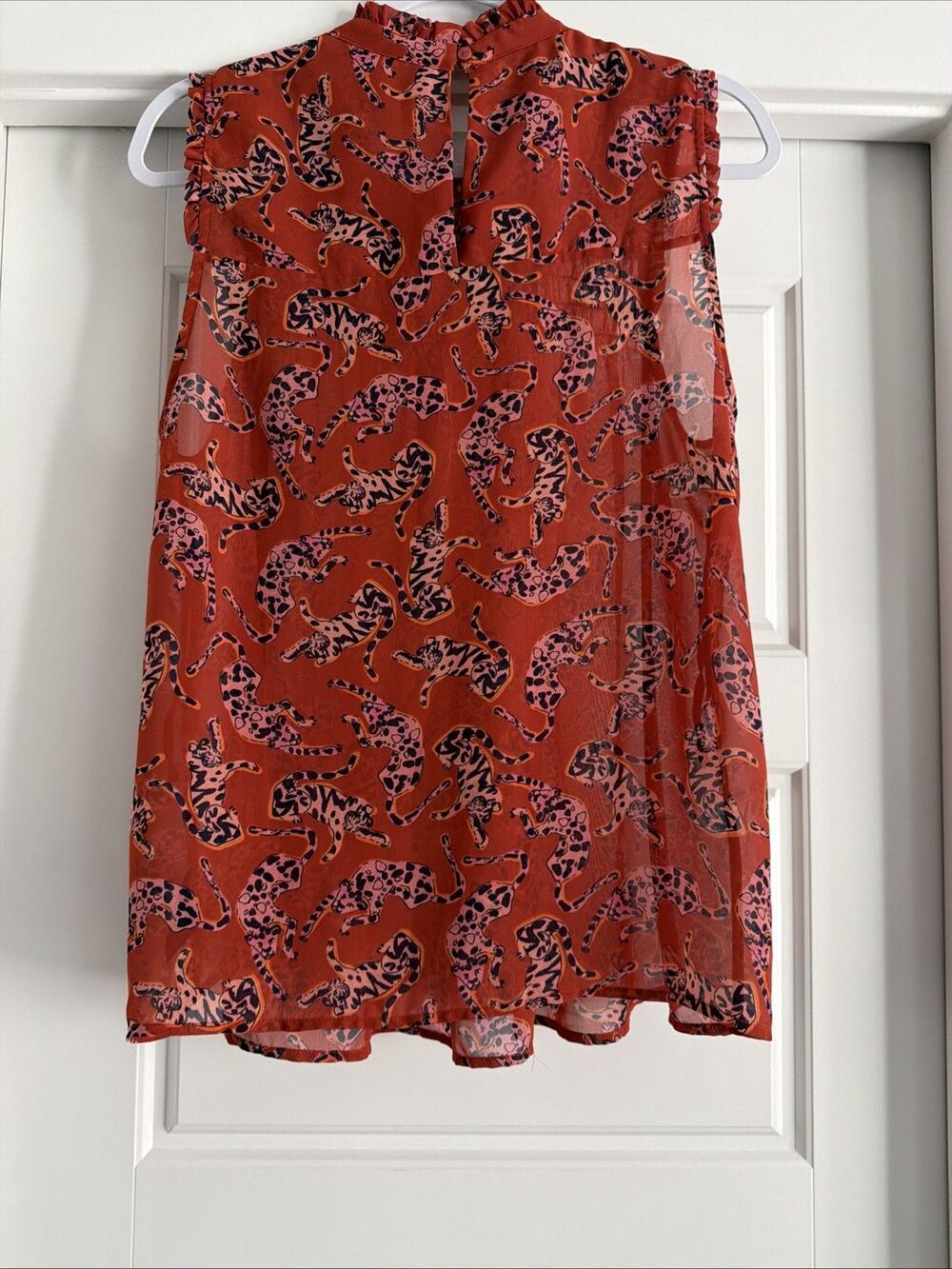 ANTHROPOLOGIE Maeve Rust Leopard Animal pattern tank Size 10 - Picture 6 of 8